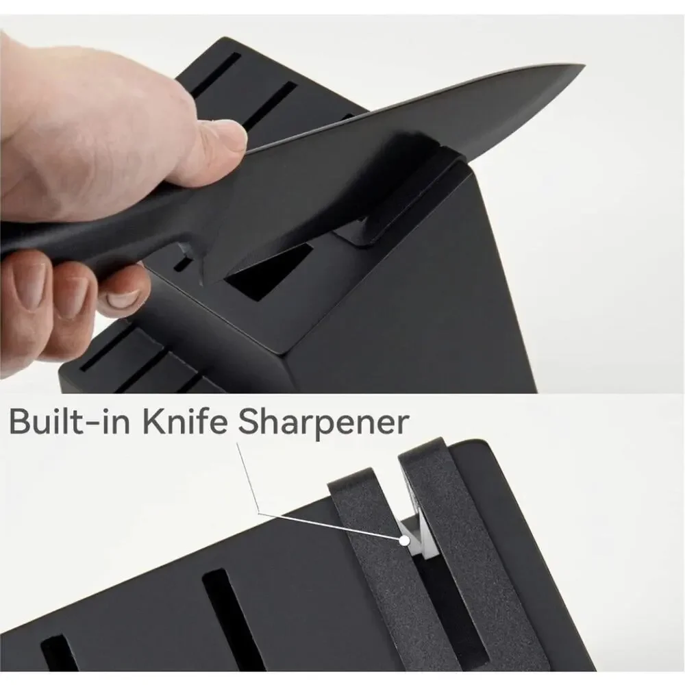 HUNTER.DUAL 15-Piece Kitchen Knife Set with Self-Sharpening Bloc, Black